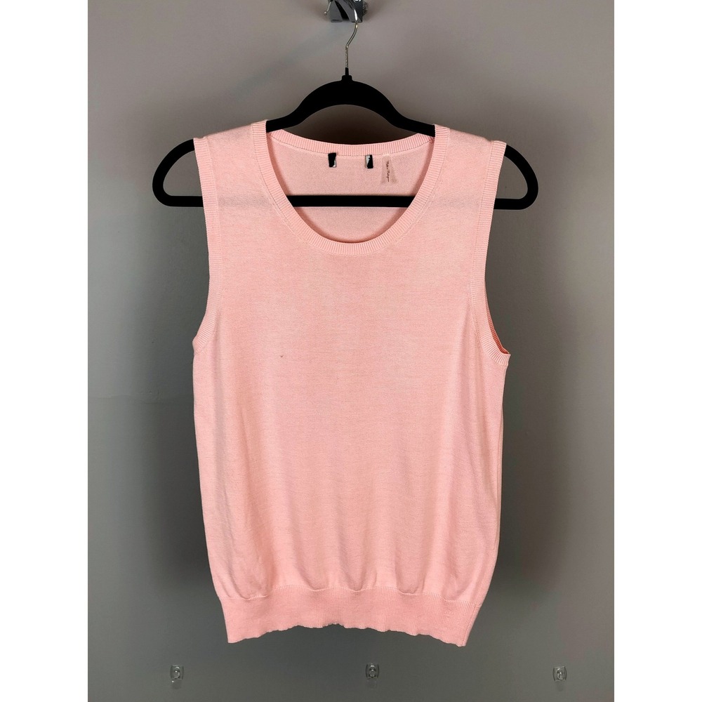 Theory Fine Knit Sleeveless Shell Sweater Womens‎ M Pink Crewneck Layering Top